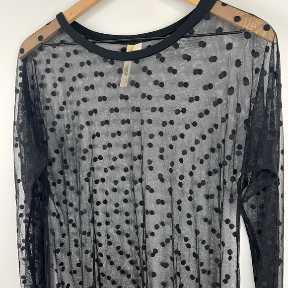 Comfy USA Black Sheer Polka Dot Overlay Tunic XS - Picture 2 of 4